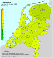 Weerkaart KNMI Temperatuur