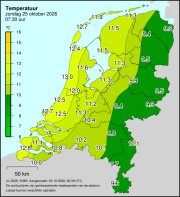 Weerkaart KNMI Temperatuur