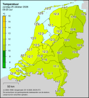 Weerkaart KNMI Temperatuur