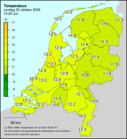 Weerkaart KNMI Temperatuur