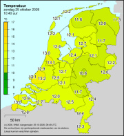 Weerkaart KNMI Temperatuur