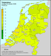 Weerkaart KNMI Temperatuur
