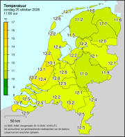 Weerkaart KNMI Temperatuur