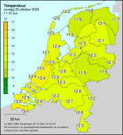 Weerkaart KNMI Temperatuur