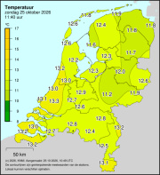 Weerkaart KNMI Temperatuur