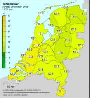 Weerkaart KNMI Temperatuur