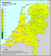 Weerkaart KNMI Temperatuur
