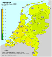 Weerkaart KNMI Temperatuur