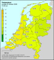 Weerkaart KNMI Temperatuur