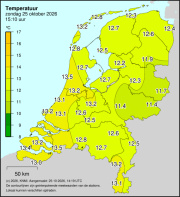 Weerkaart KNMI Temperatuur