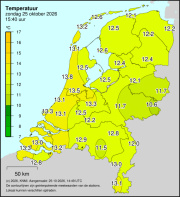 Weerkaart KNMI Temperatuur