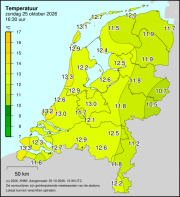 Weerkaart KNMI Temperatuur