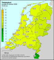 Weerkaart KNMI Temperatuur