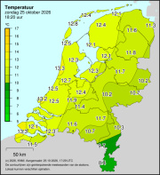 Weerkaart KNMI Temperatuur