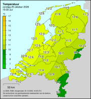 Weerkaart KNMI Temperatuur