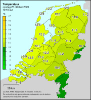 Weerkaart KNMI Temperatuur