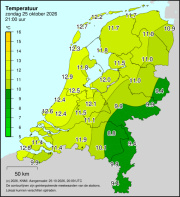 Weerkaart KNMI Temperatuur
