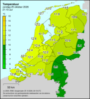 Weerkaart KNMI Temperatuur