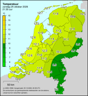 Weerkaart KNMI Temperatuur