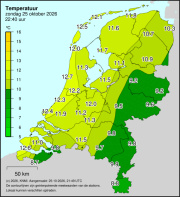 Weerkaart KNMI Temperatuur