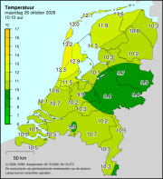 Weerkaart KNMI Temperatuur
