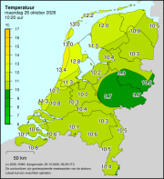 Weerkaart KNMI Temperatuur