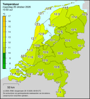 Weerkaart KNMI Temperatuur