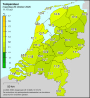 Weerkaart KNMI Temperatuur