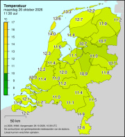 Weerkaart KNMI Temperatuur