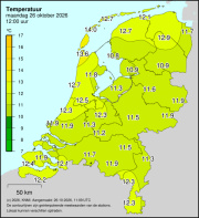 Weerkaart KNMI Temperatuur