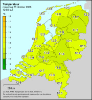 Weerkaart KNMI Temperatuur