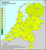 Weerkaart KNMI Temperatuur