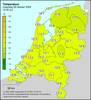 Weerkaart KNMI Temperatuur
