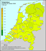 Weerkaart KNMI Temperatuur