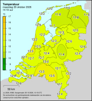 Weerkaart KNMI Temperatuur
