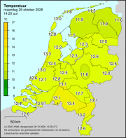 Weerkaart KNMI Temperatuur