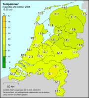 Weerkaart KNMI Temperatuur