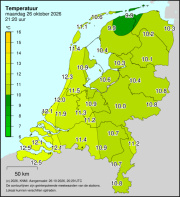 Weerkaart KNMI Temperatuur