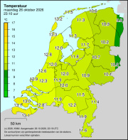Weerkaart KNMI Temperatuur