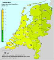 Weerkaart KNMI Temperatuur