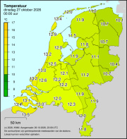 Weerkaart KNMI Temperatuur