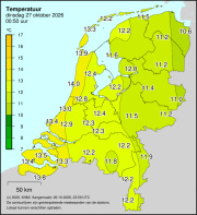 Weerkaart KNMI Temperatuur