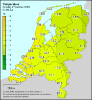 Weerkaart KNMI Temperatuur