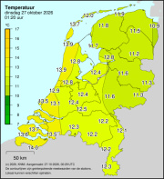 Weerkaart KNMI Temperatuur