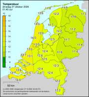 Weerkaart KNMI Temperatuur