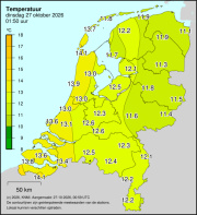 Weerkaart KNMI Temperatuur