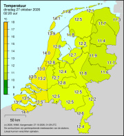 Weerkaart KNMI Temperatuur