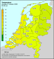 Weerkaart KNMI Temperatuur
