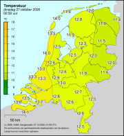 Weerkaart KNMI Temperatuur