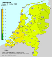 Weerkaart KNMI Temperatuur